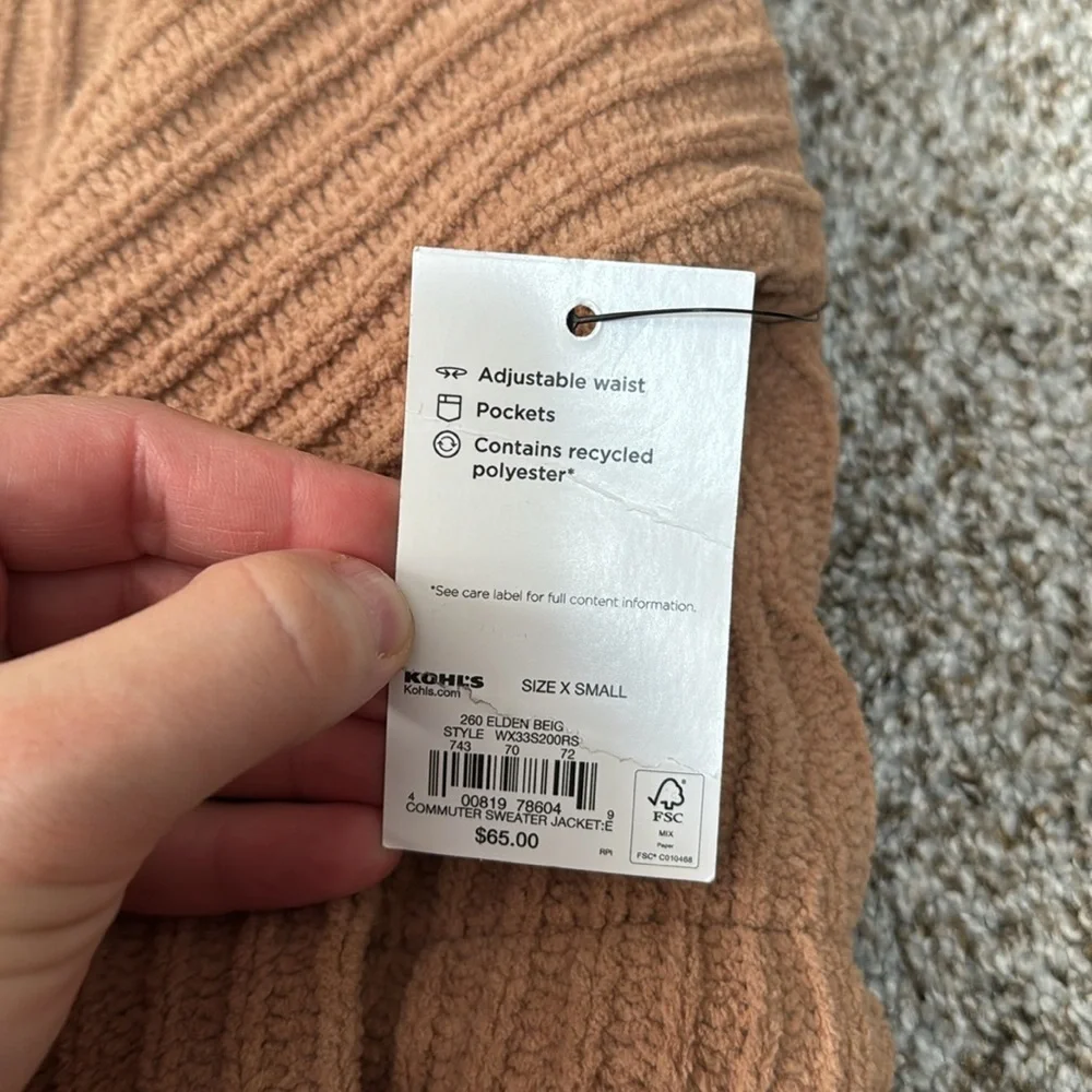 FLX Women's Commuter Sweater Jacket Size XS In Elden Beige - Picture 10 of 15